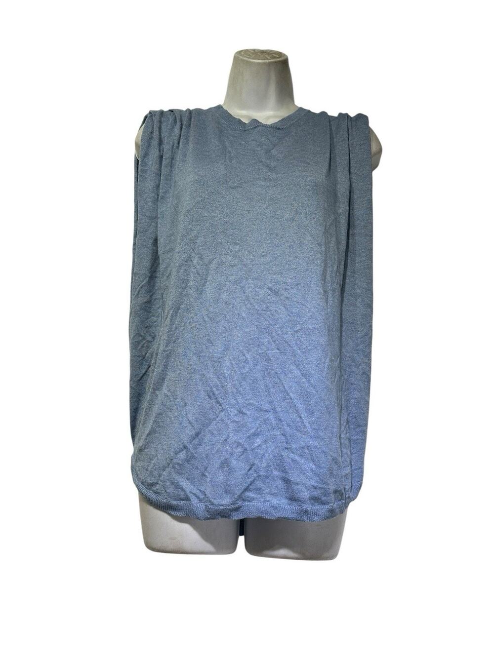 Free People Blue Knit Poncho Sweater Size M Oversized Boho